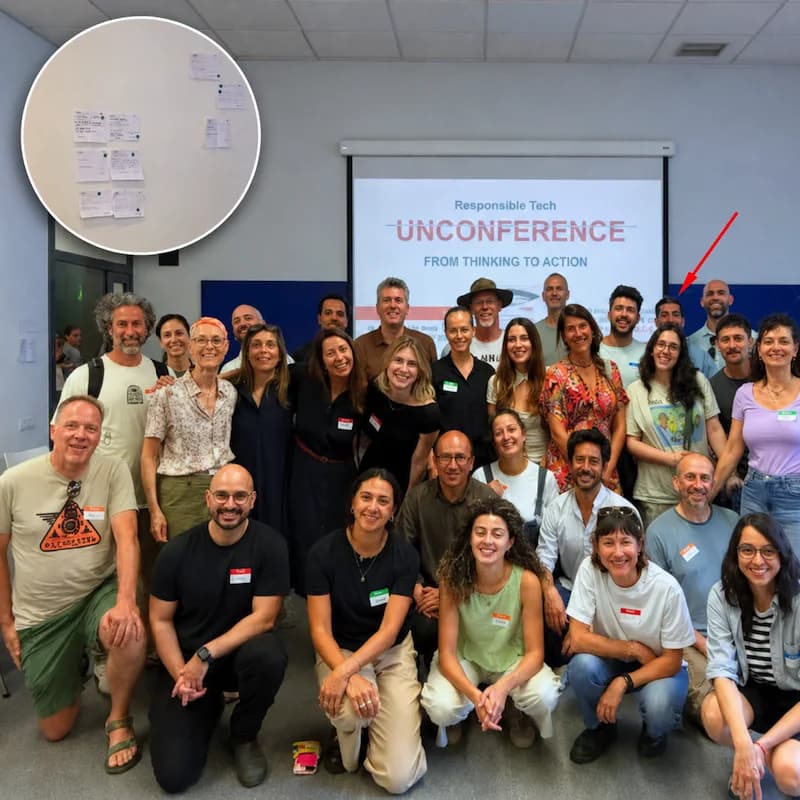 The Noi team gathered for a group photo at a Responsible Tech unconference in Barcelona